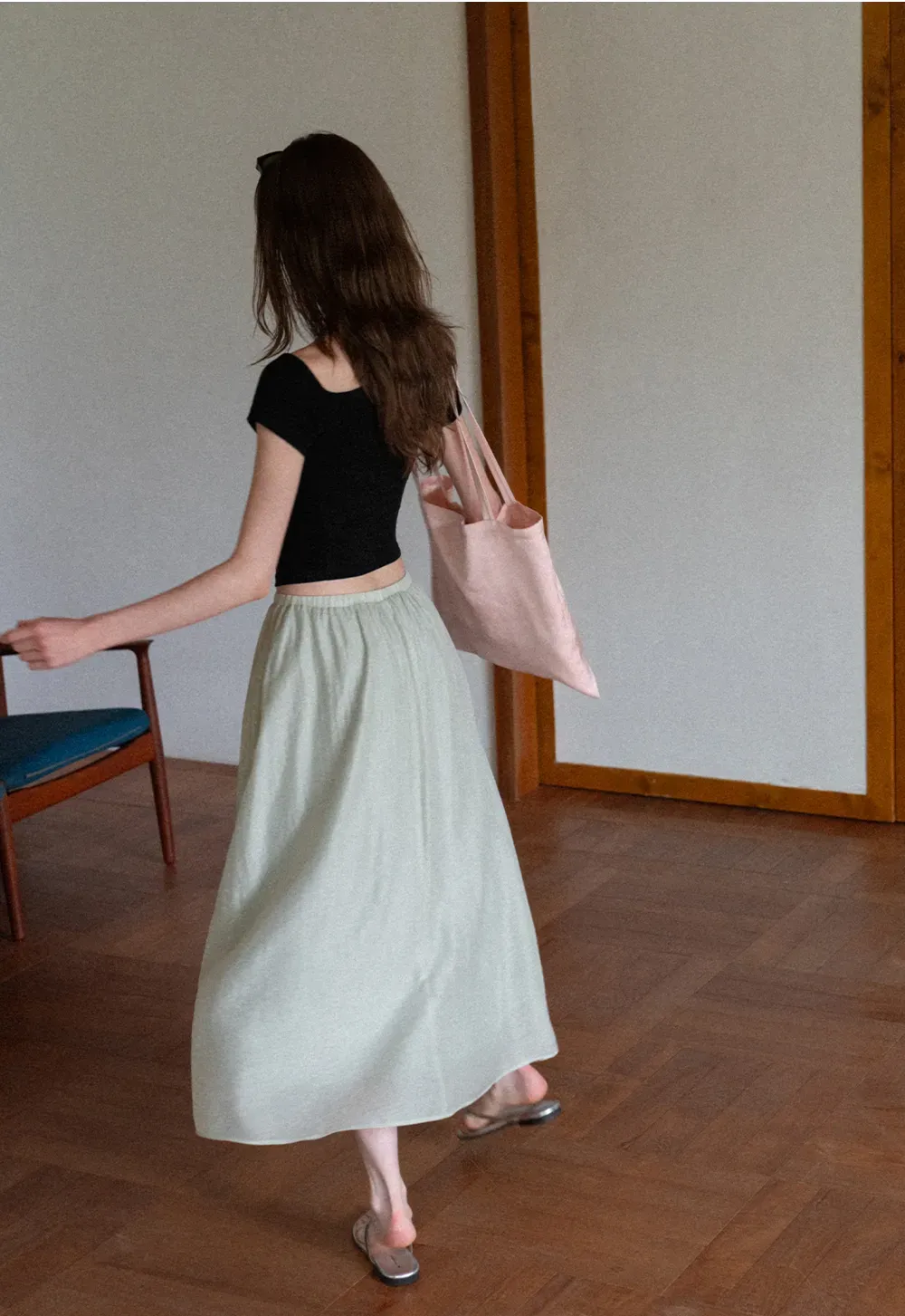 A Line Pleated Midi Skirt