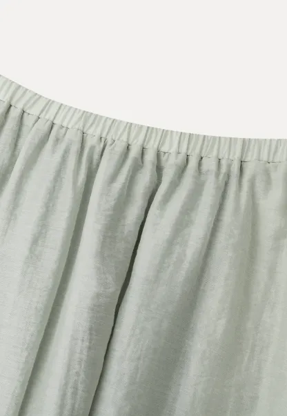 A Line Pleated Midi Skirt