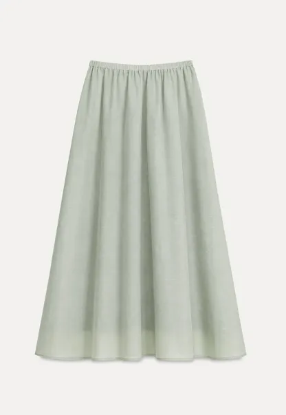 A Line Pleated Midi Skirt
