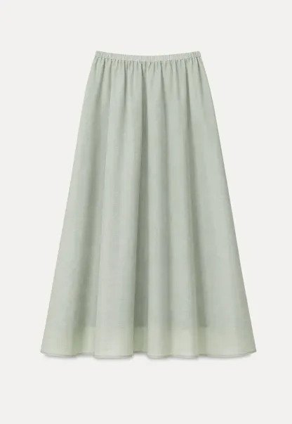 A Line Pleated Midi Skirt