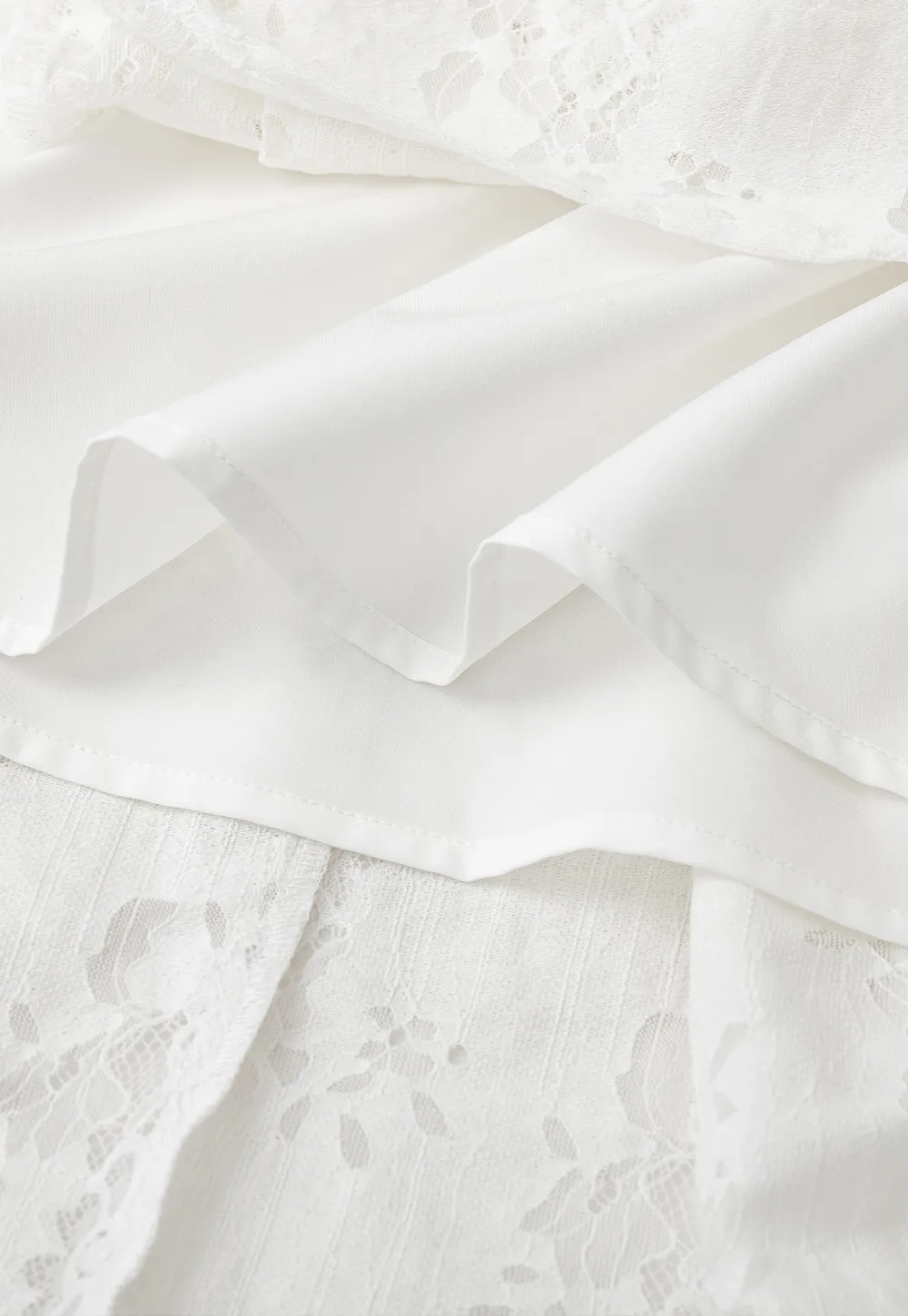 Lace Embroidered Asymmetrical Hem Skirt