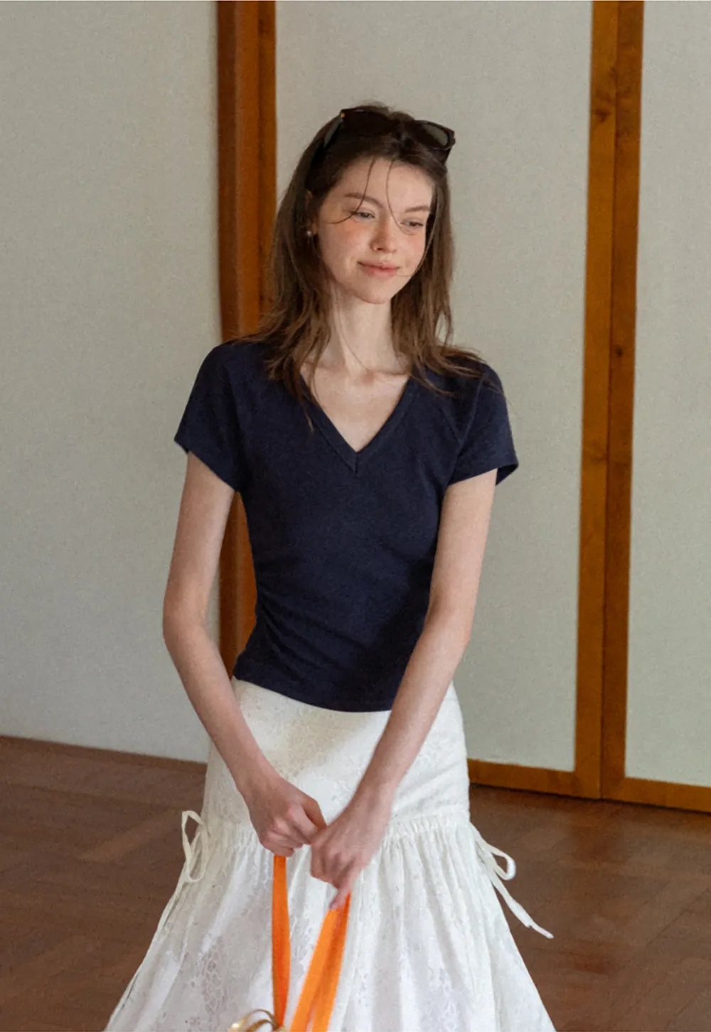 Lace Embroidered Asymmetrical Hem Skirt