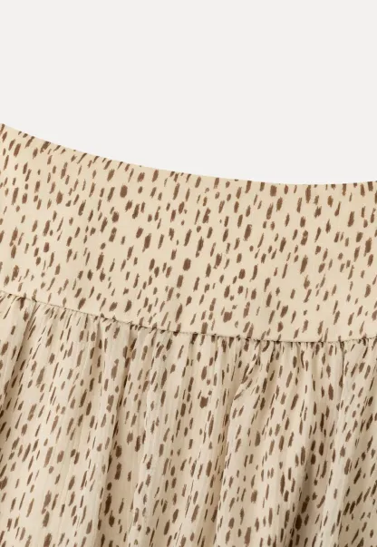 Asymmetrical Hem Printed Midi Skirt