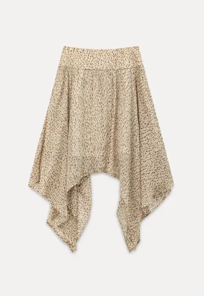 Asymmetrical Hem Printed Midi Skirt