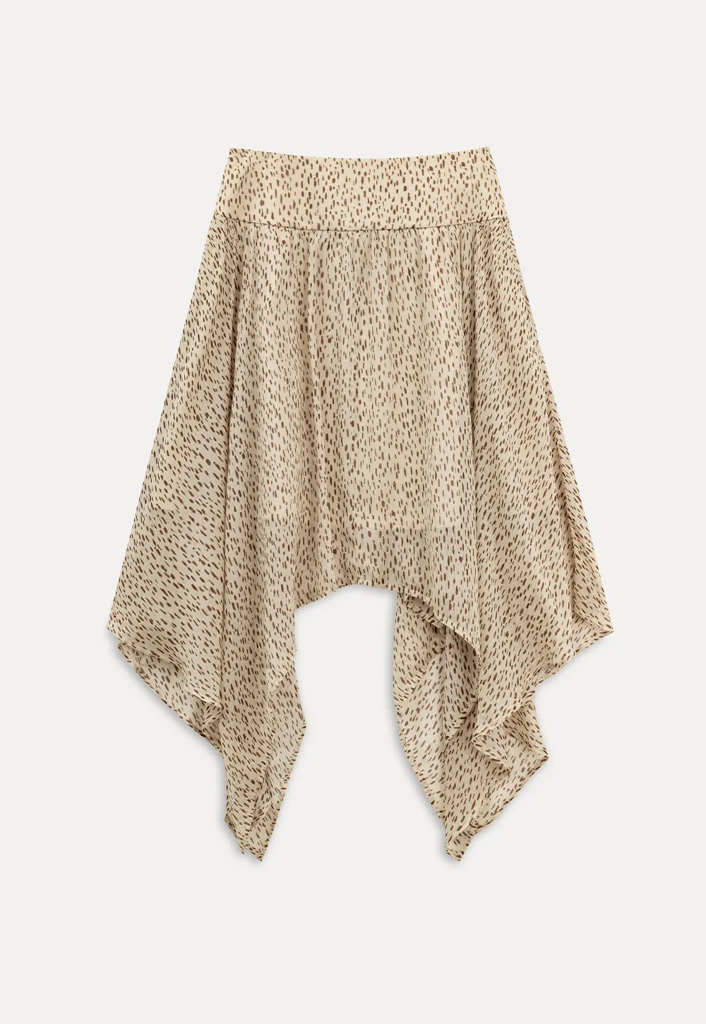Asymmetrical Hem Printed Midi Skirt