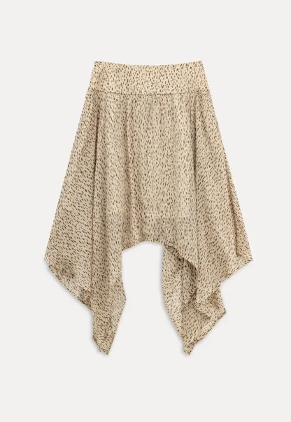 Asymmetrical Hem Printed Midi Skirt
