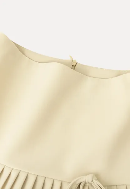 Pleated Knit Skirt with Drawstring Waist