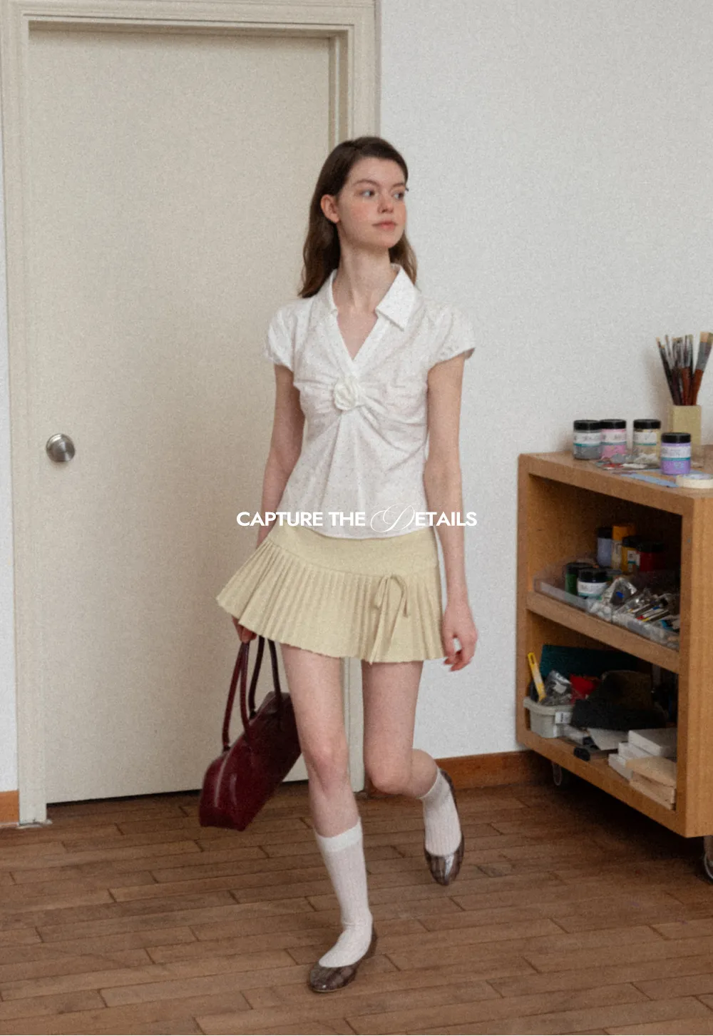 Pleated Knit Skirt with Drawstring Waist