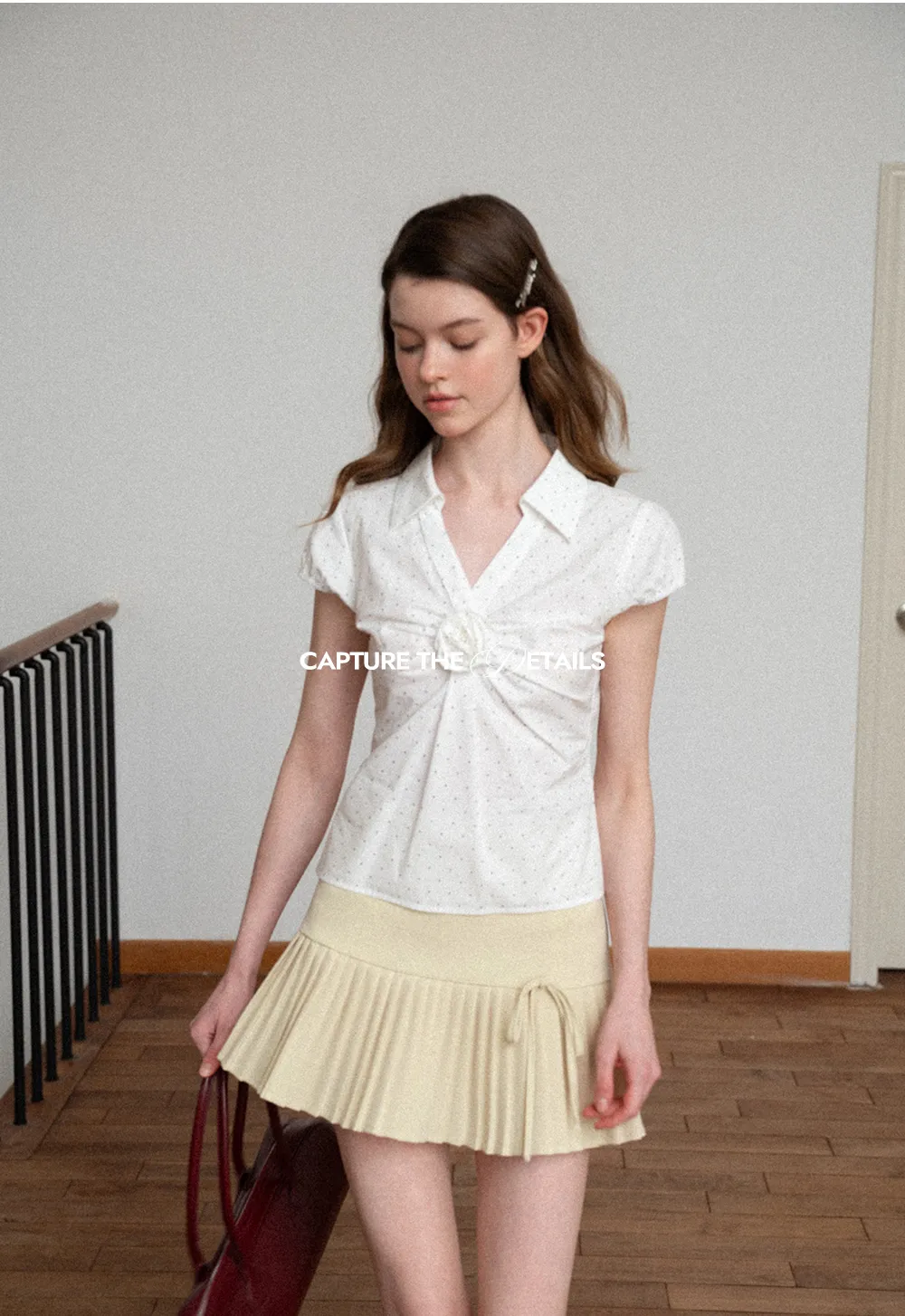 Pleated Knit Skirt with Drawstring Waist