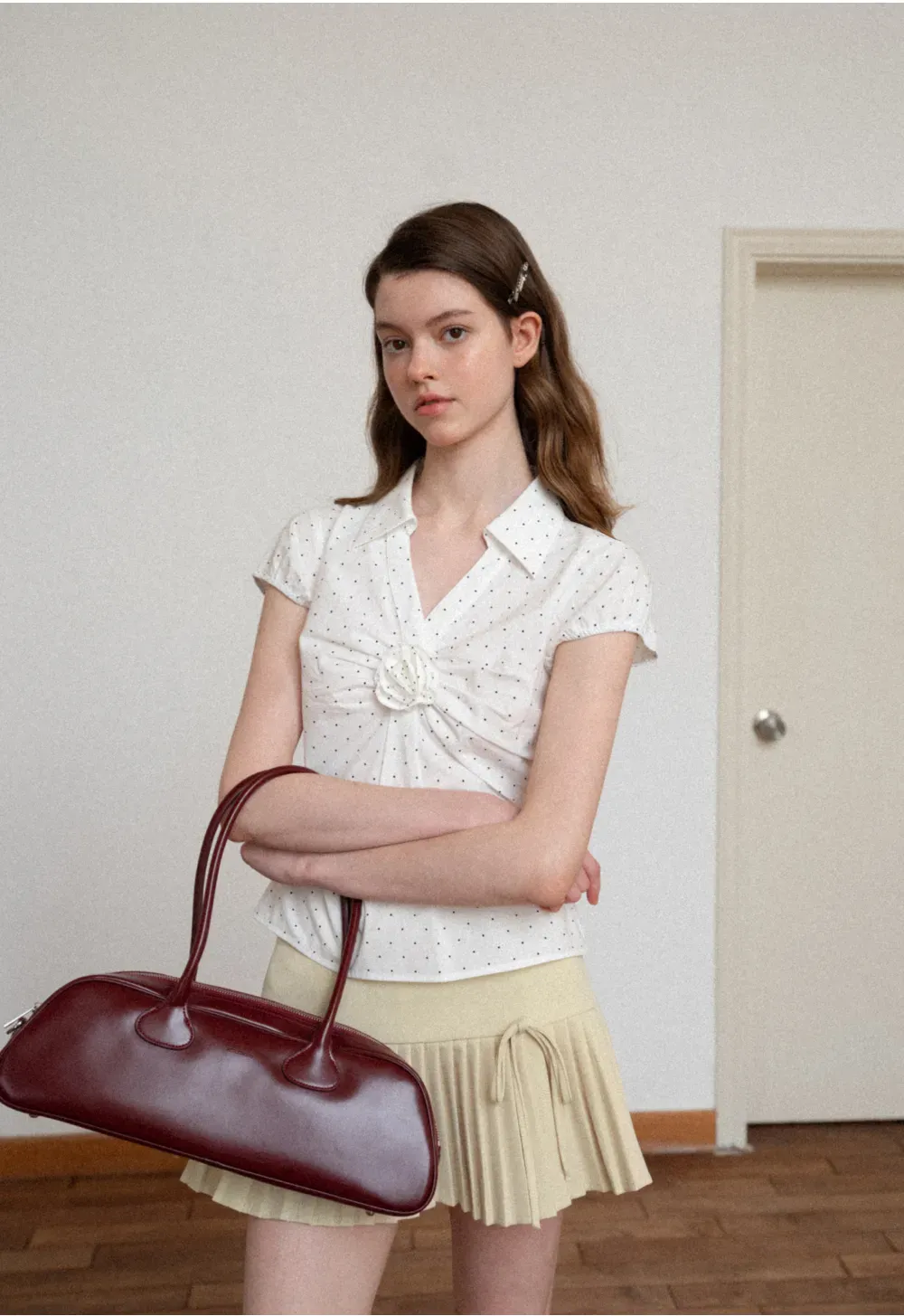 Pleated Knit Skirt with Drawstring Waist