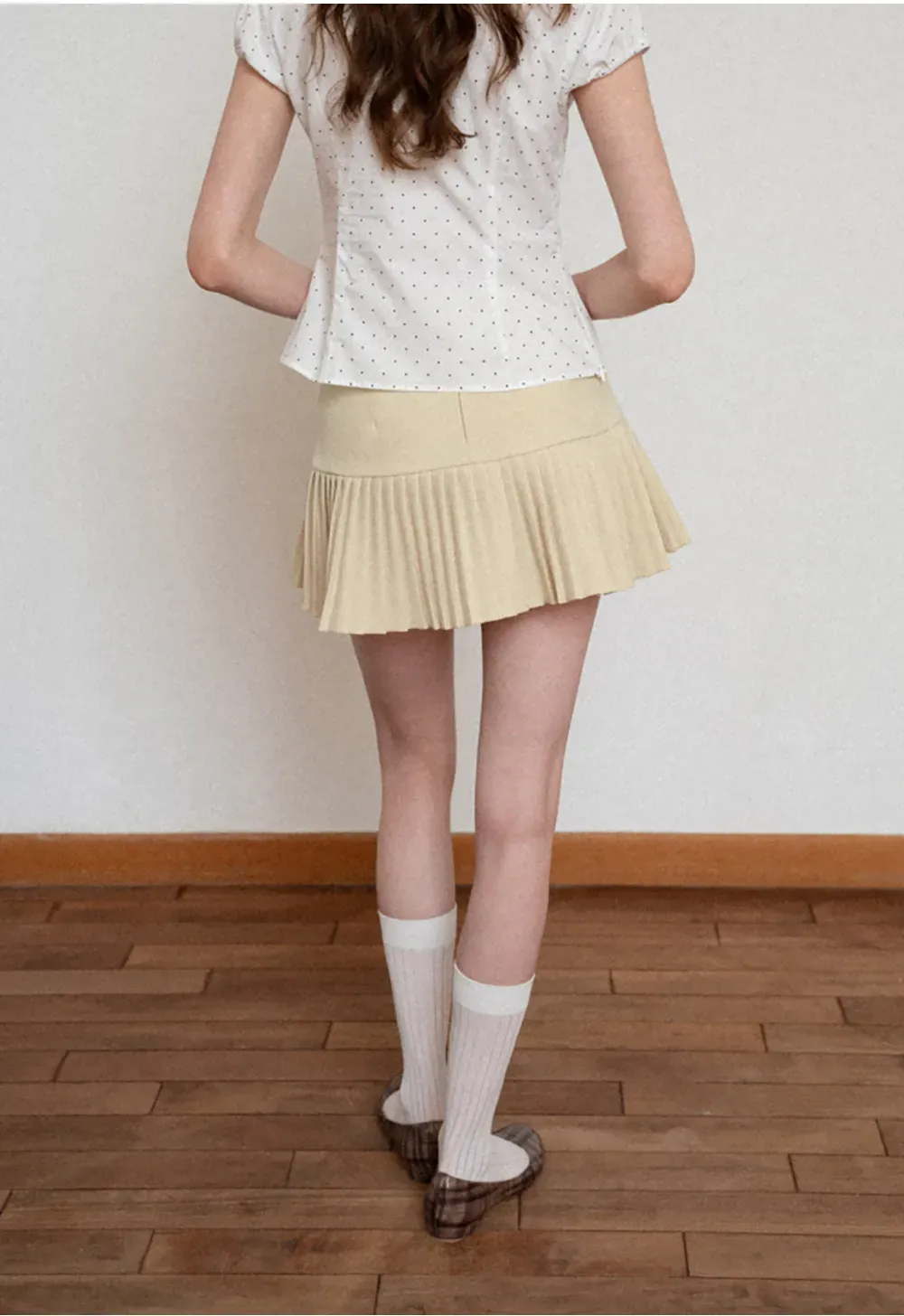 Pleated Knit Skirt with Drawstring Waist