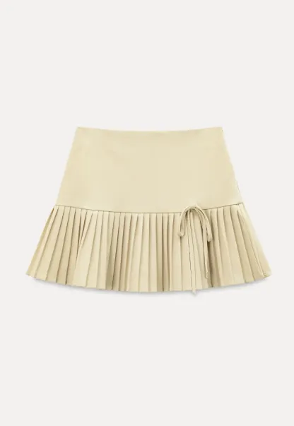 Pleated Knit Skirt with Drawstring Waist