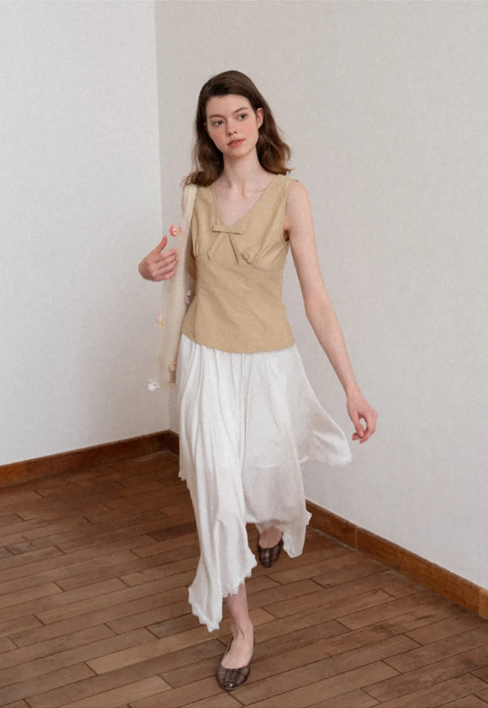 Asymmetrical Hem Lace Trim Skirt