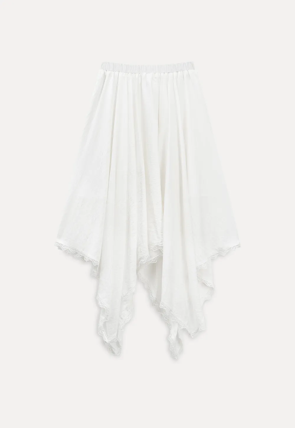 Asymmetrical Hem Lace Trim Skirt