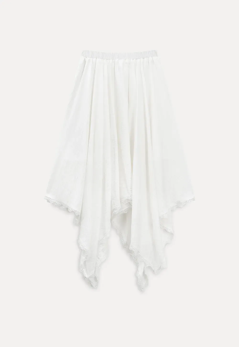 Asymmetrical Hem Lace Trim Skirt
