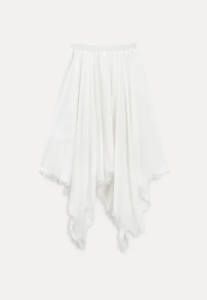 Asymmetrical Hem Lace Trim Skirt