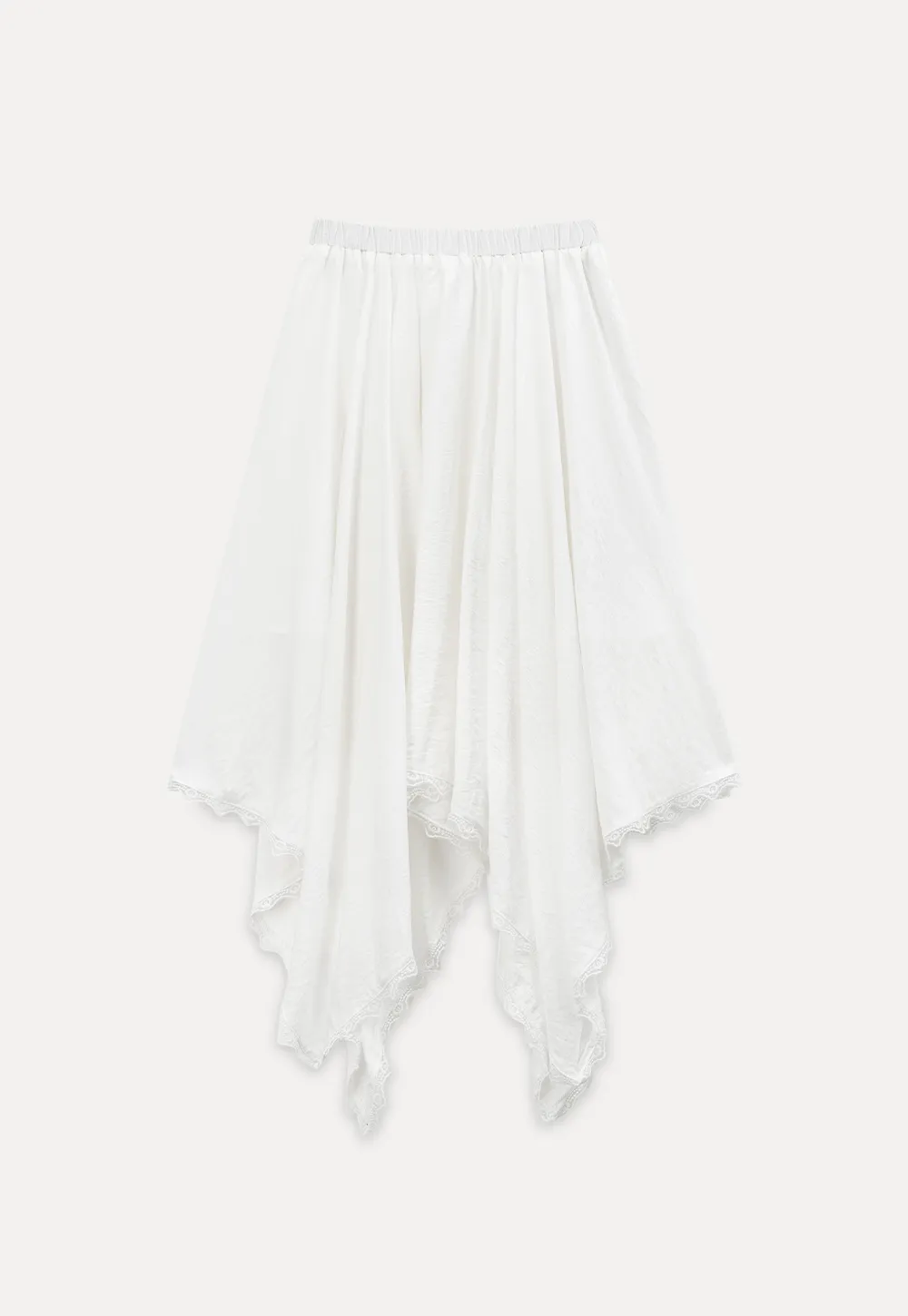 Asymmetrical Hem Lace Trim Skirt
