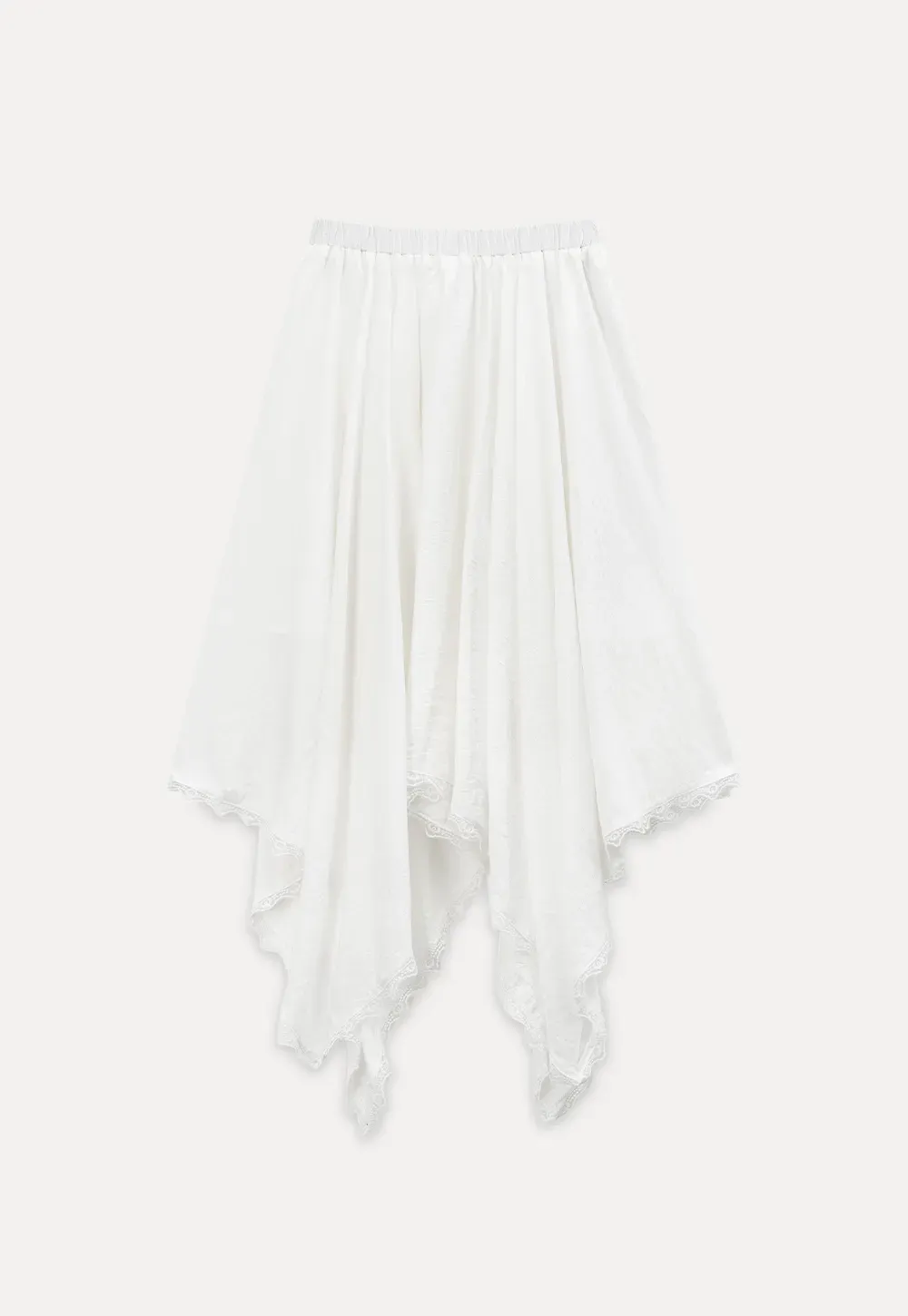 Asymmetrical Hem Lace Trim Skirt