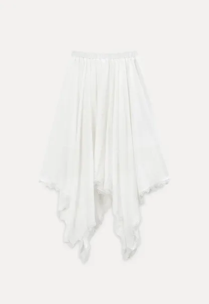 Asymmetrical Hem Lace Trim Skirt