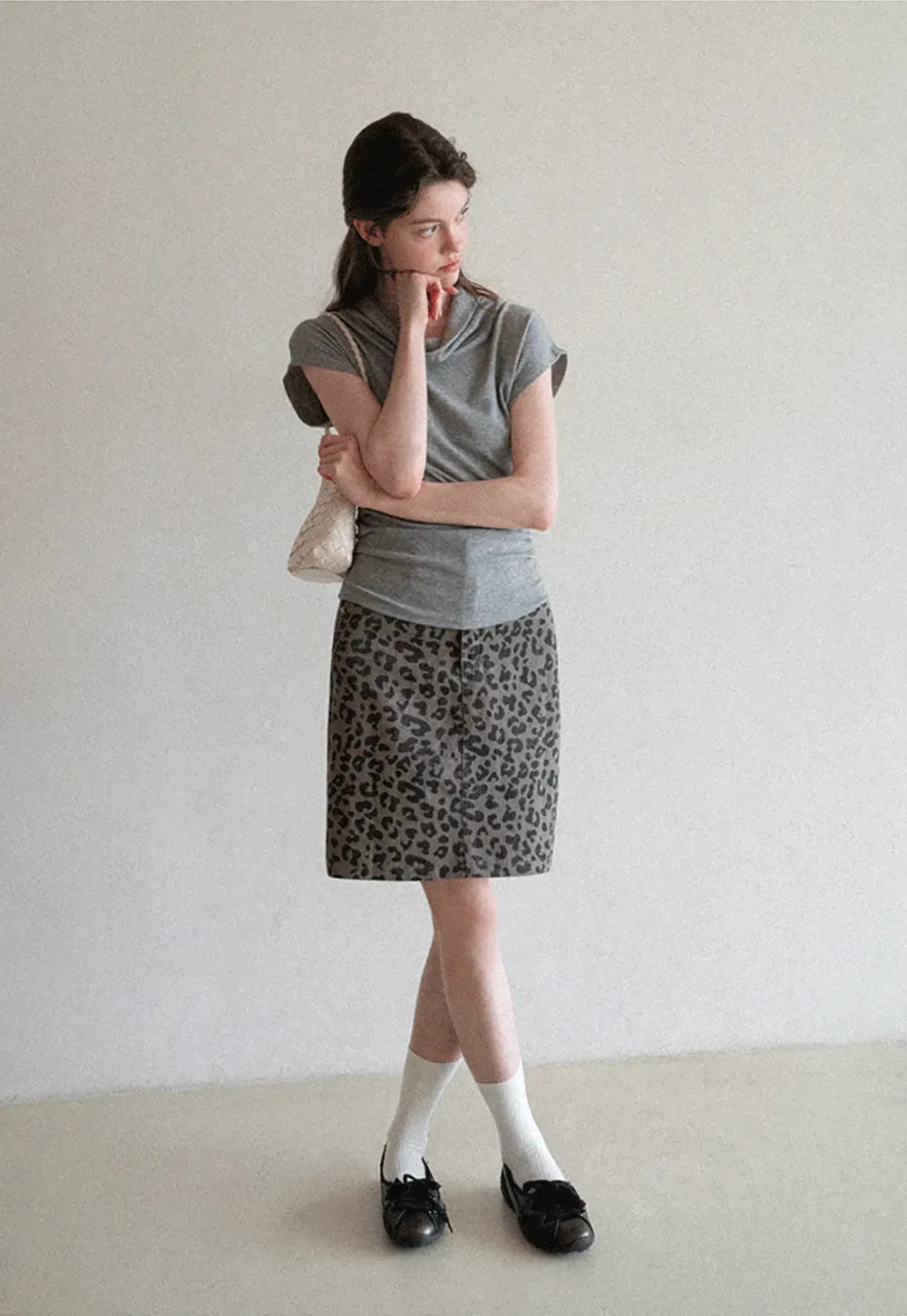 Leopard Print High Waist A Line Skirt