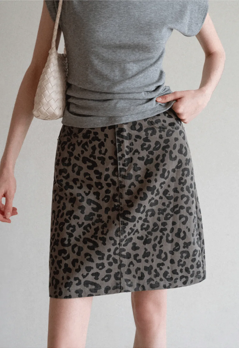 Leopard Print High Waist A Line Skirt