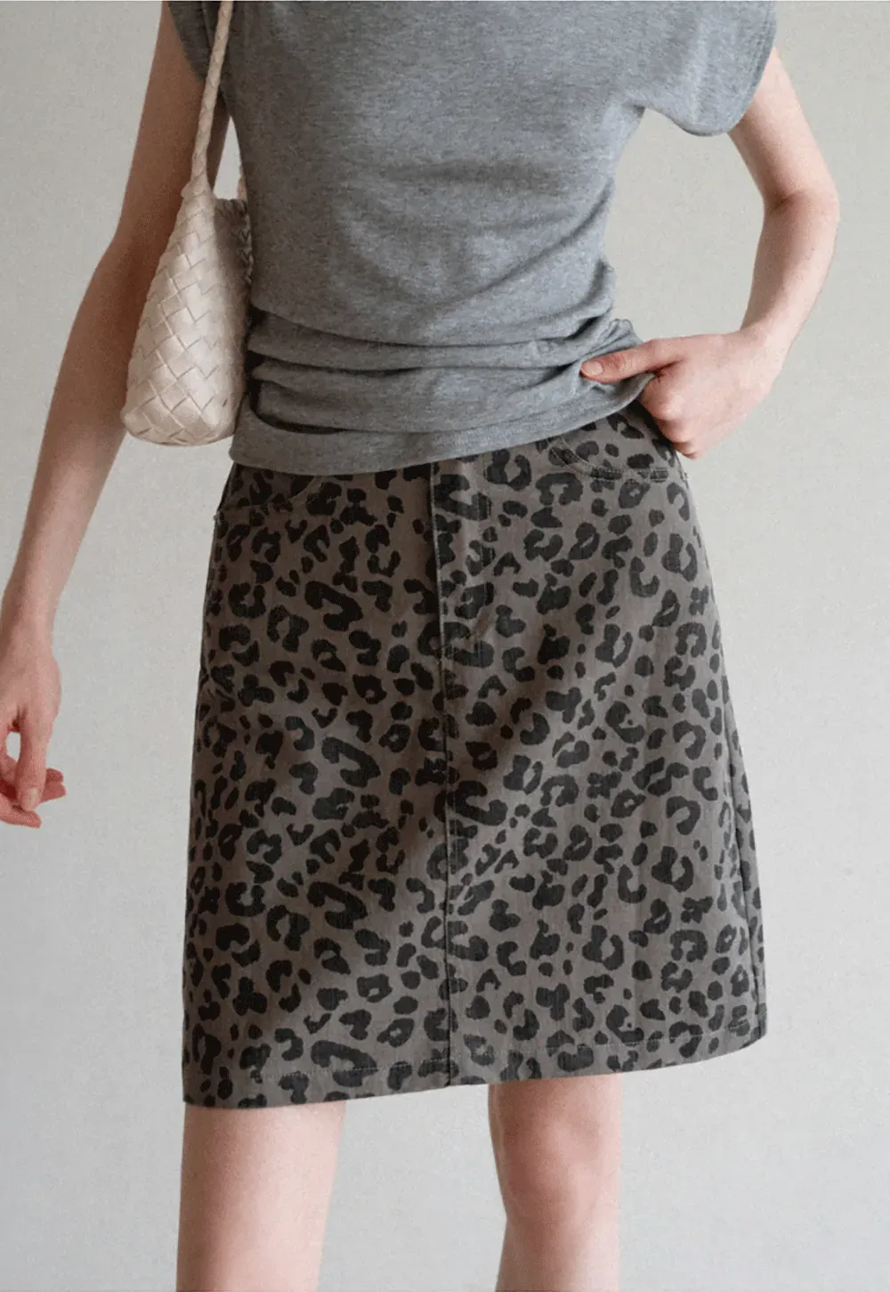 Leopard Print High Waist A Line Skirt