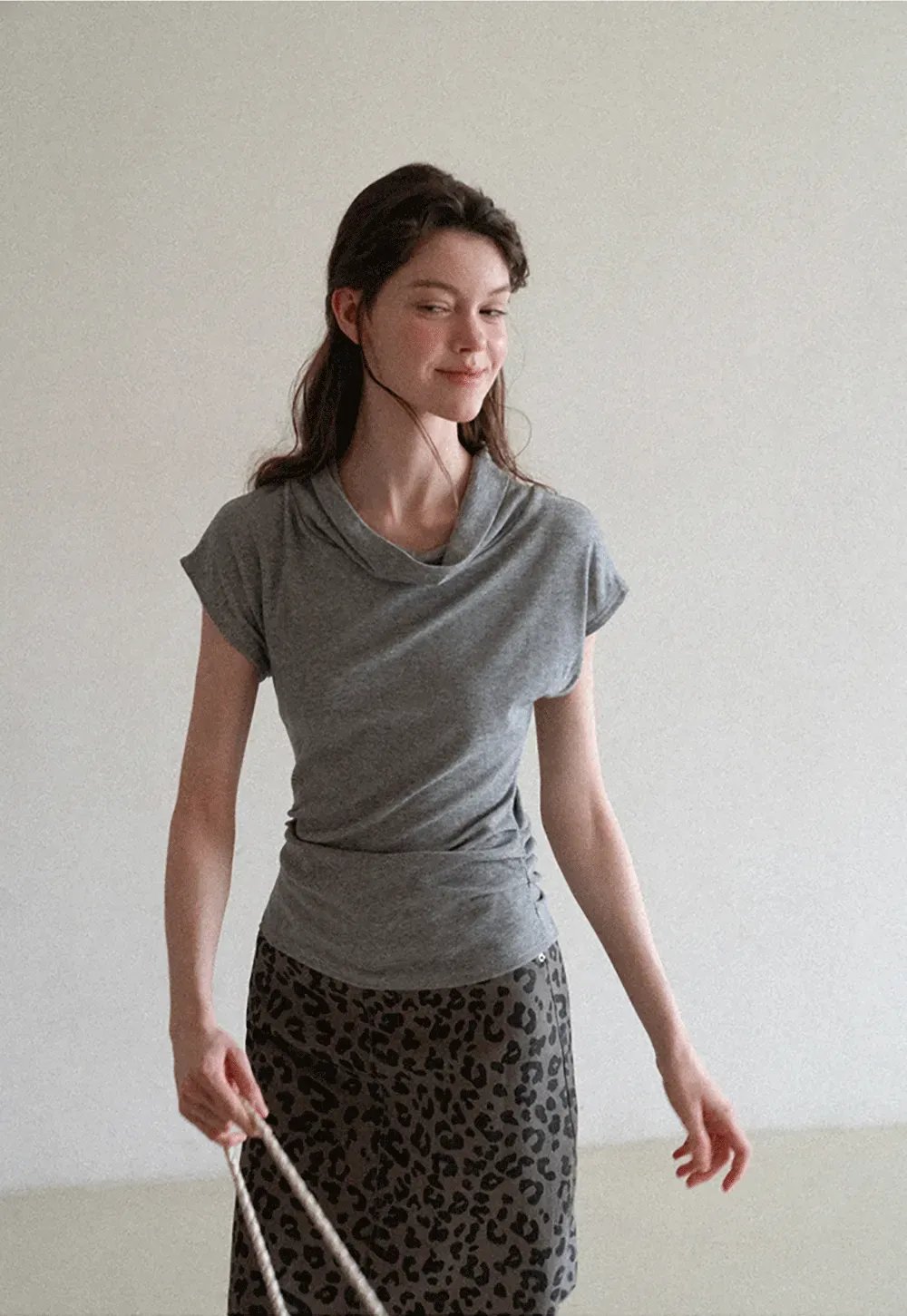 Leopard Print High Waist A Line Skirt