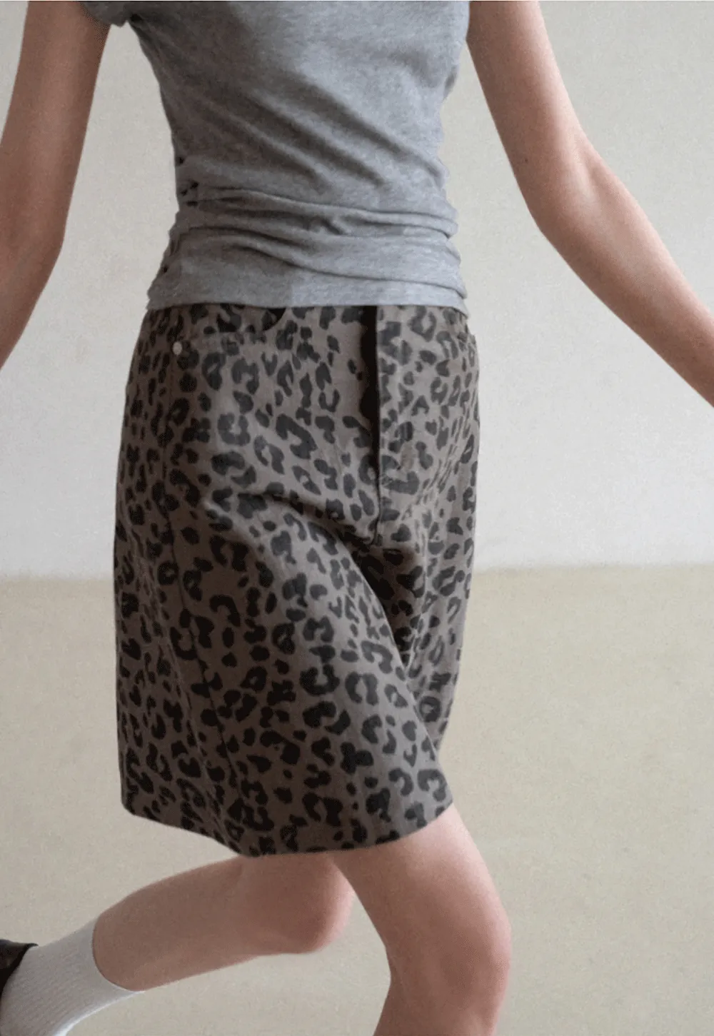 Leopard Print High Waist A Line Skirt