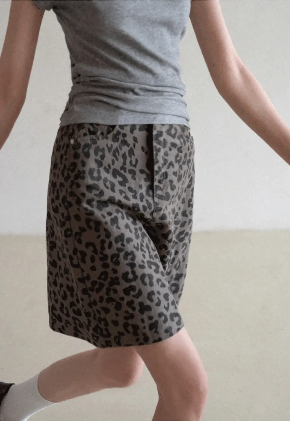 Leopard Print High Waist A Line Skirt