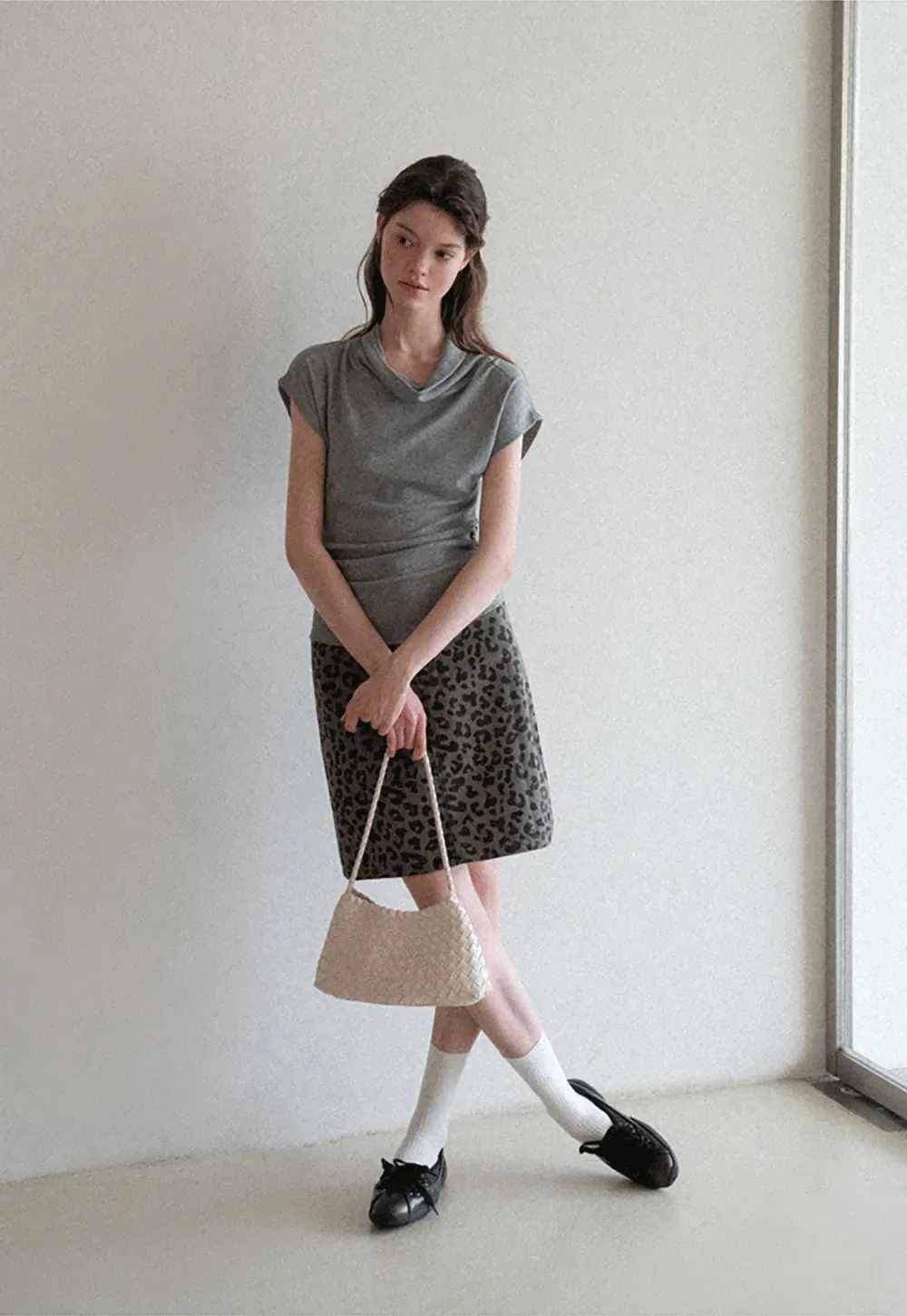 Leopard Print High Waist A Line Skirt