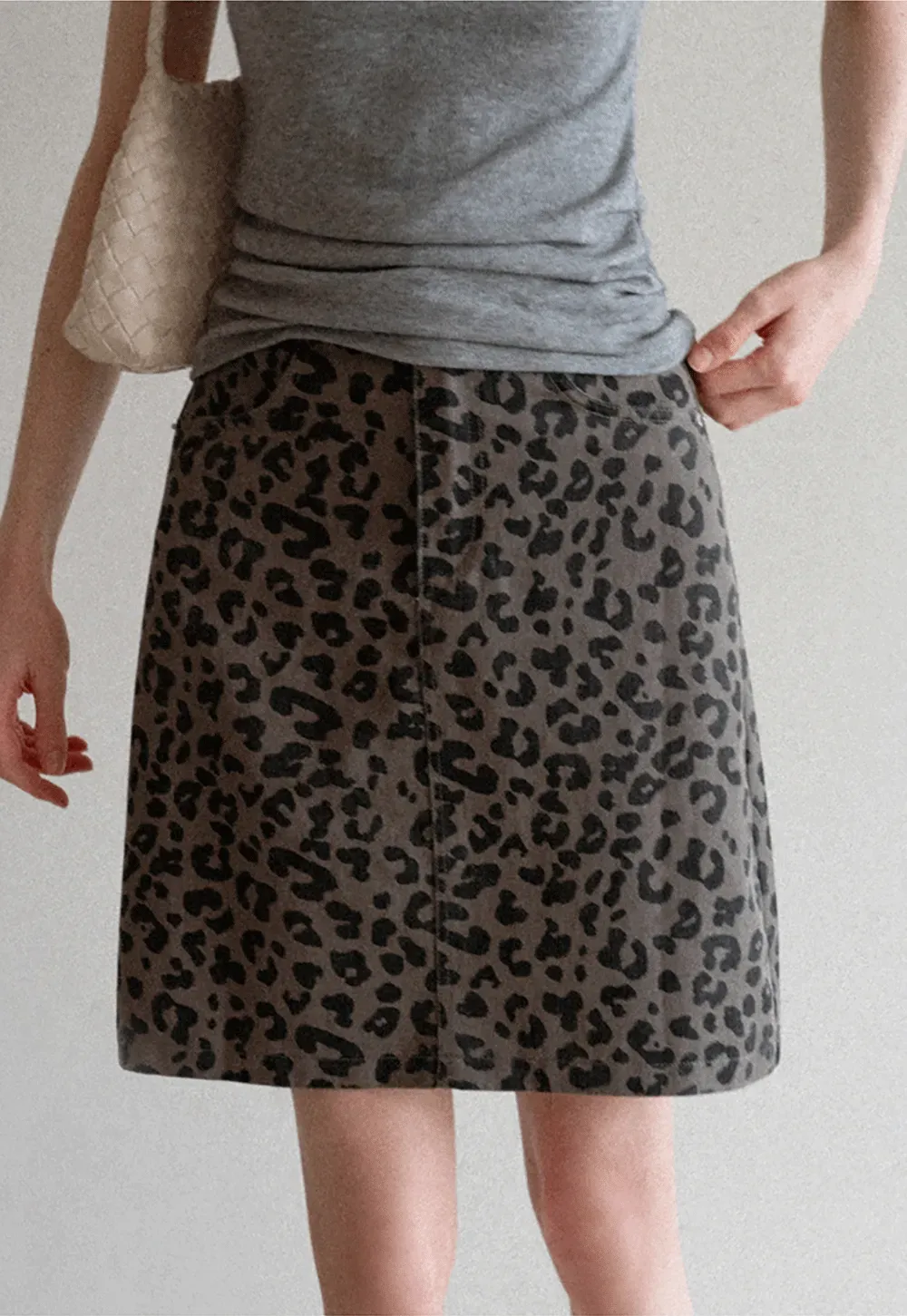 Leopard Print High Waist A Line Skirt