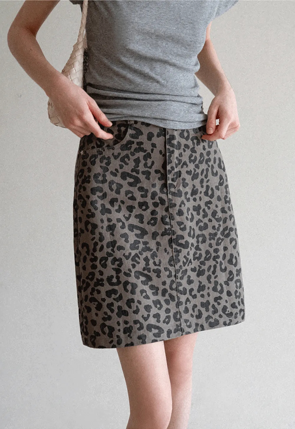 Leopard Print High Waist A Line Skirt