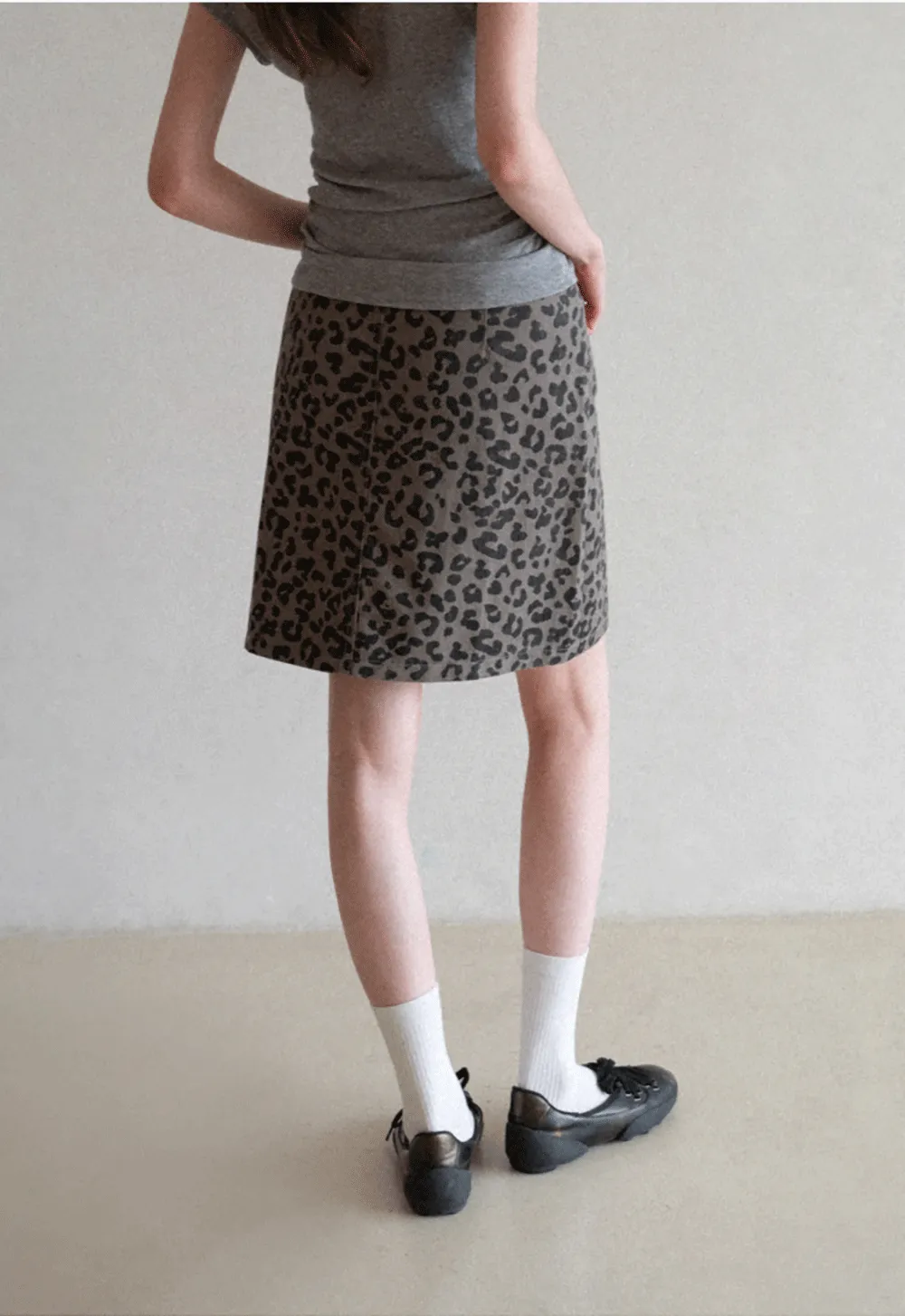 Leopard Print High Waist A Line Skirt