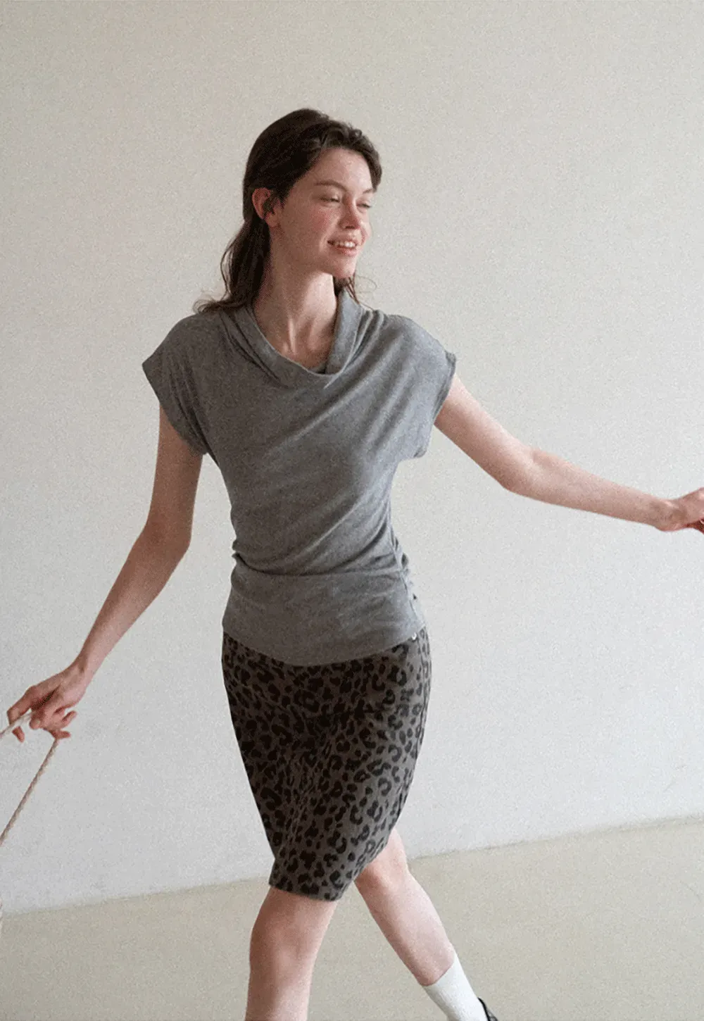 Leopard Print High Waist A Line Skirt