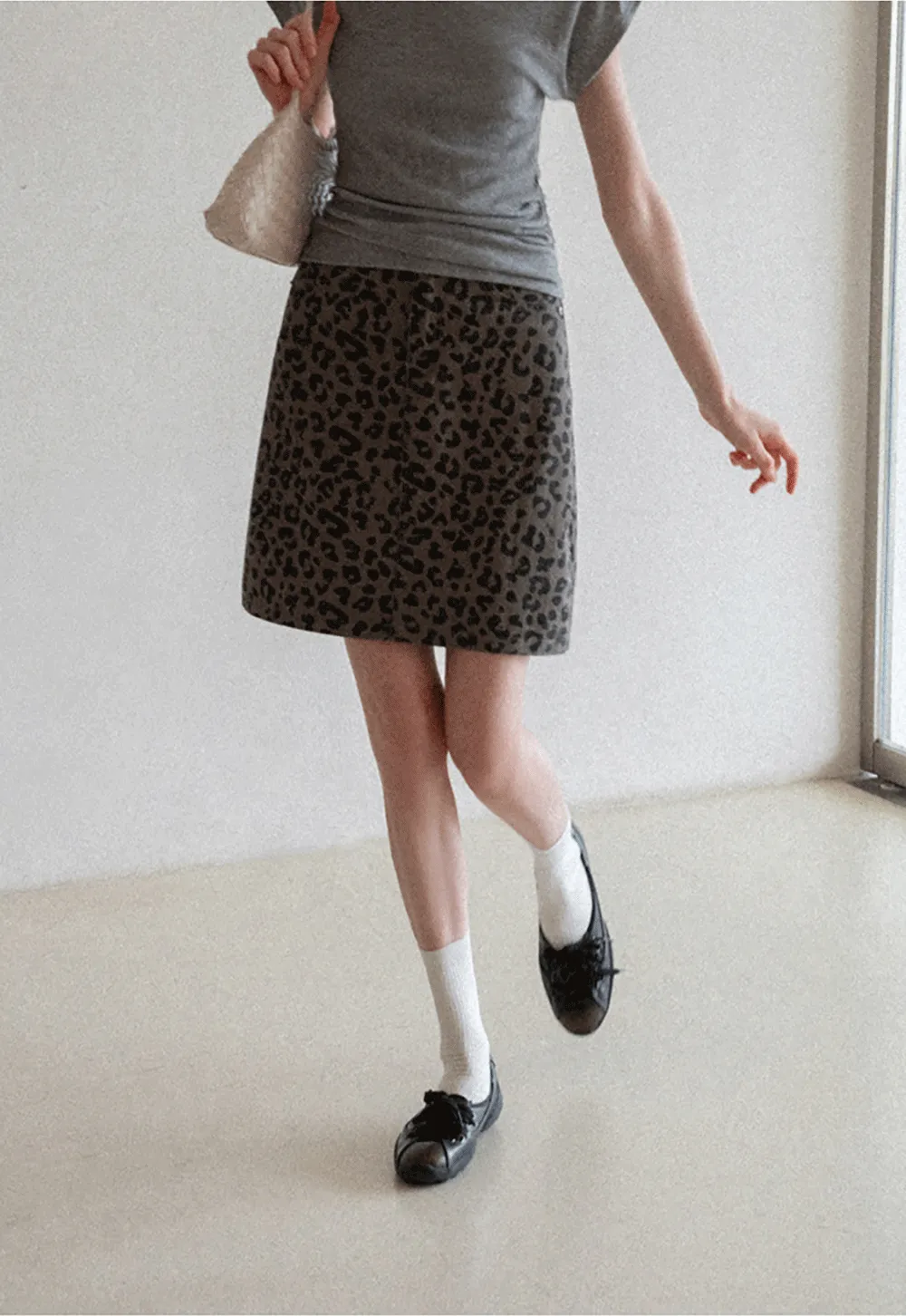 Leopard Print High Waist A Line Skirt