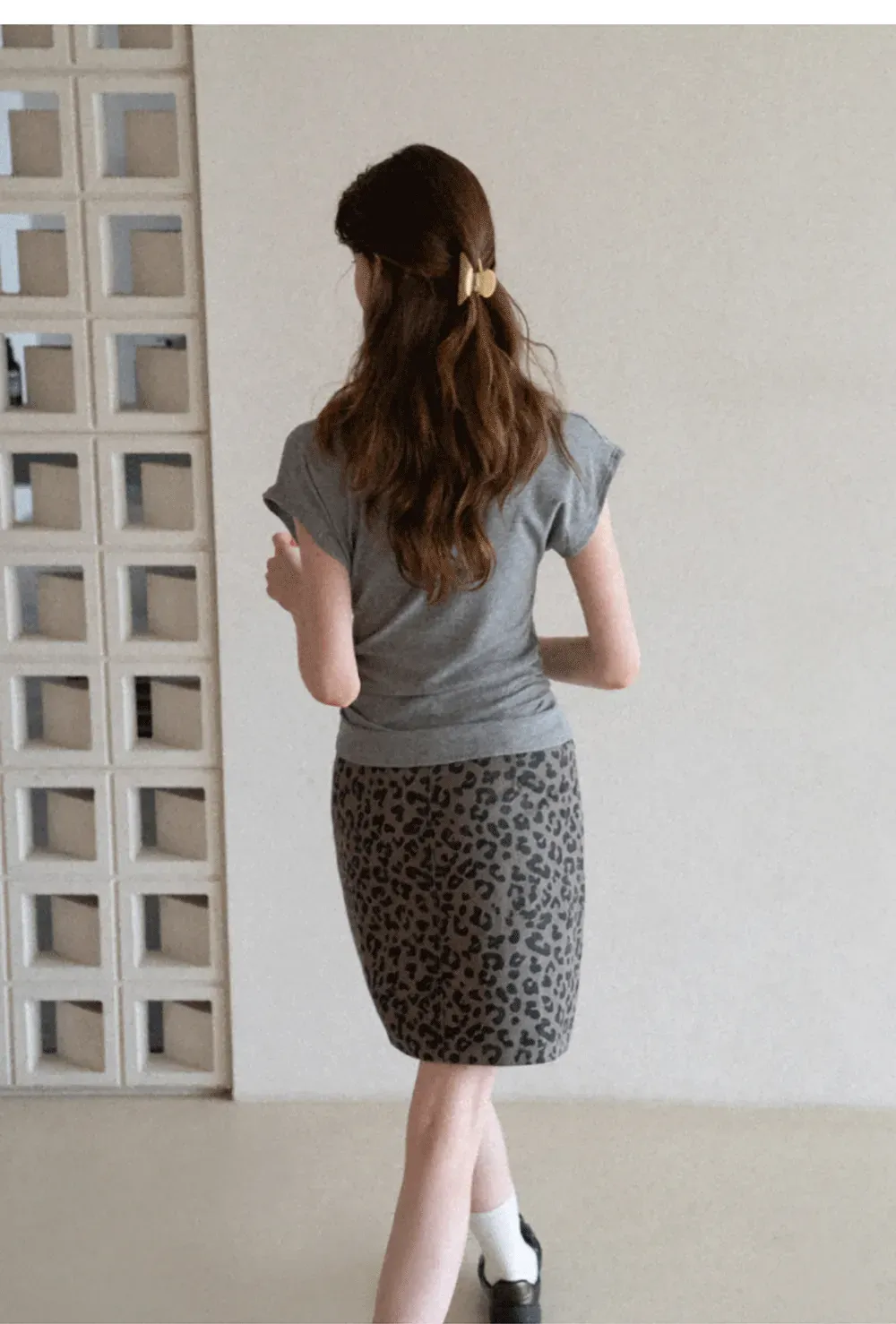 Leopard Print High Waist A Line Skirt