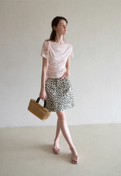 Leopard Print High Waist A Line Skirt