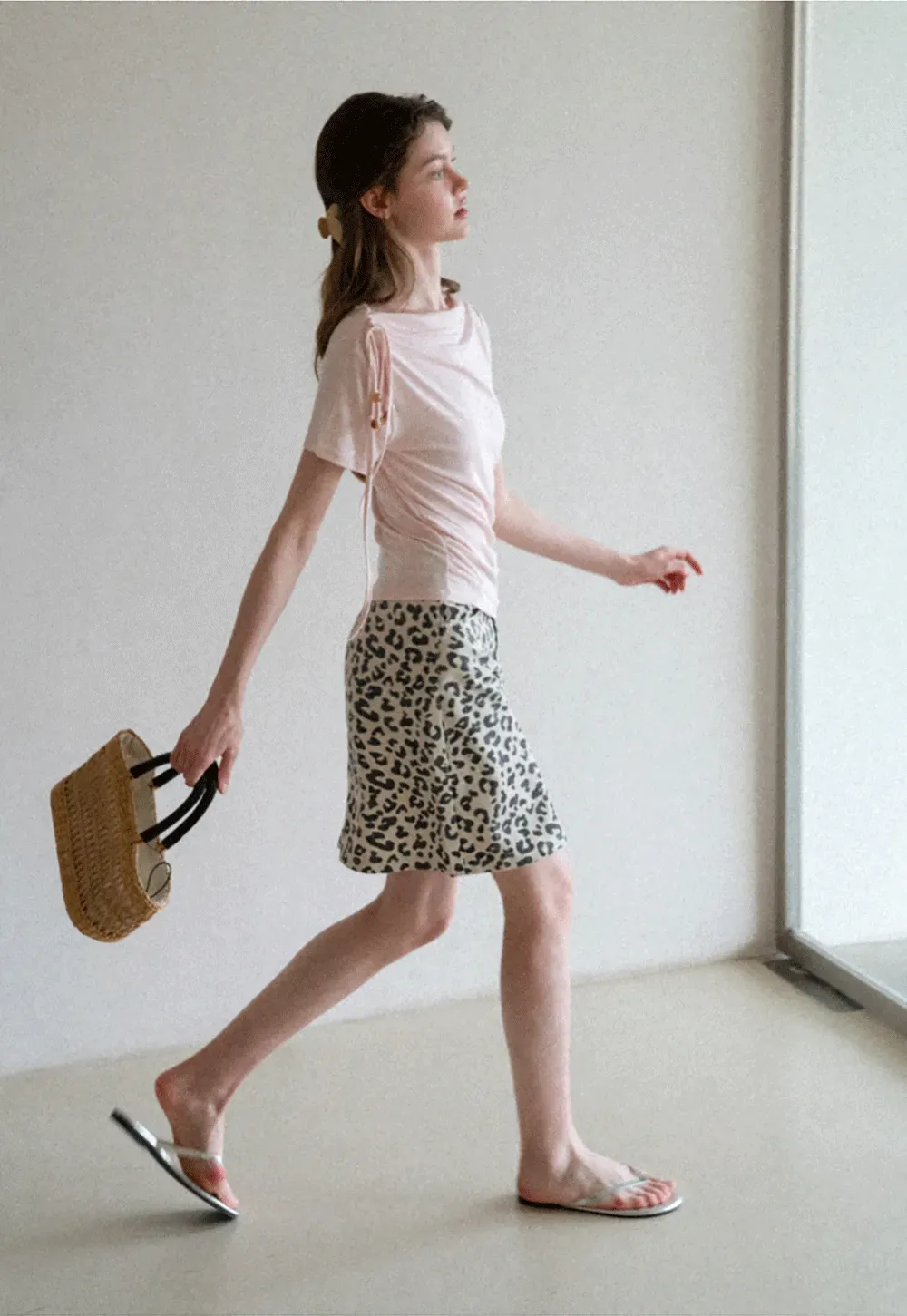 Leopard Print High Waist A Line Skirt