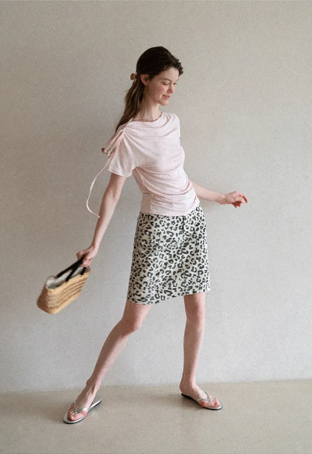 Leopard Print High Waist A Line Skirt