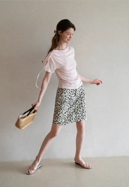 Leopard Print High Waist A Line Skirt