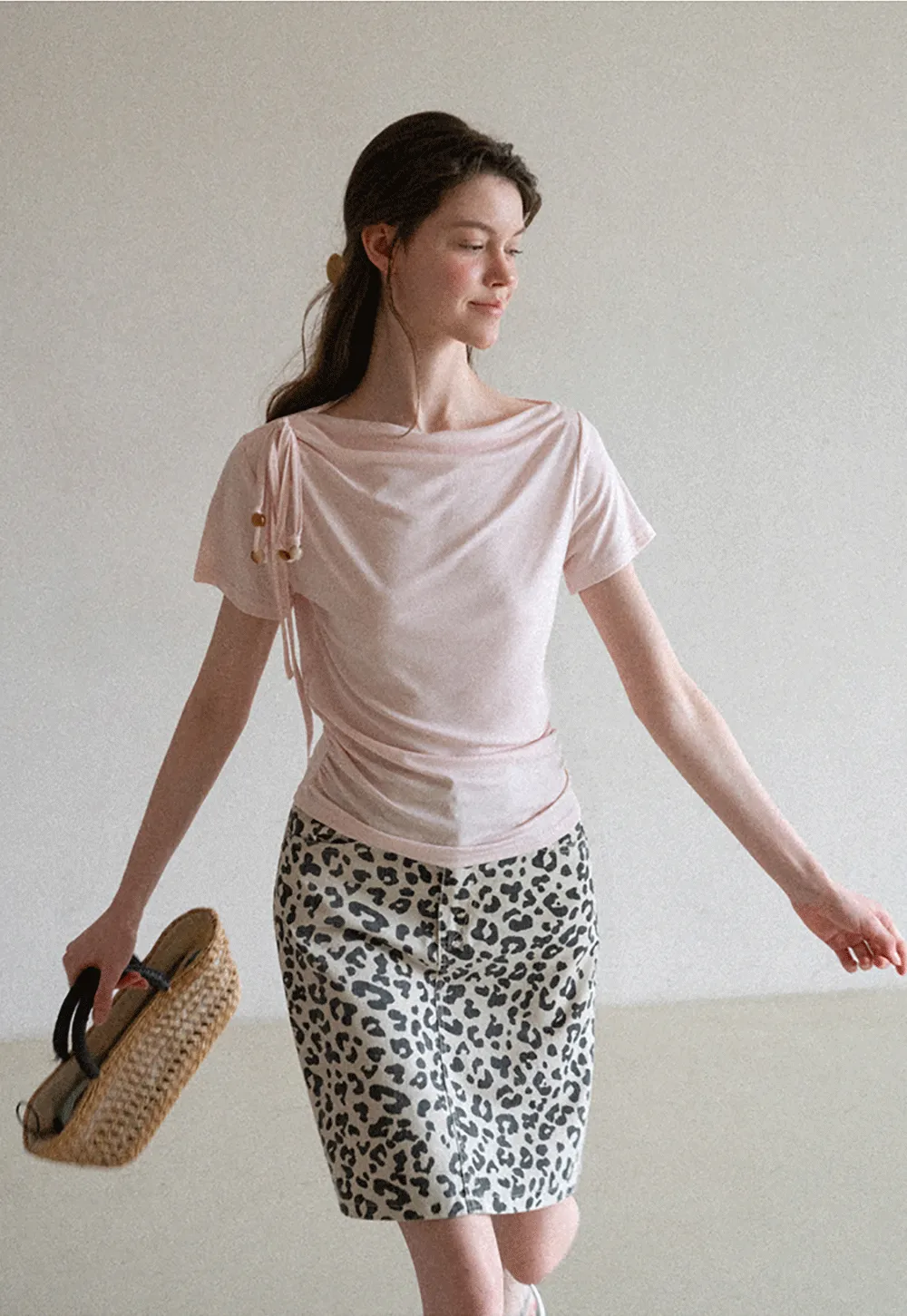 Leopard Print High Waist A Line Skirt