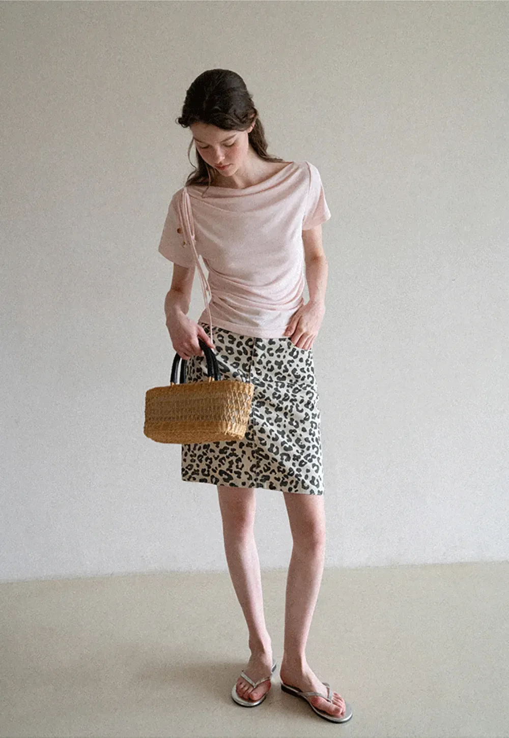 Leopard Print High Waist A Line Skirt