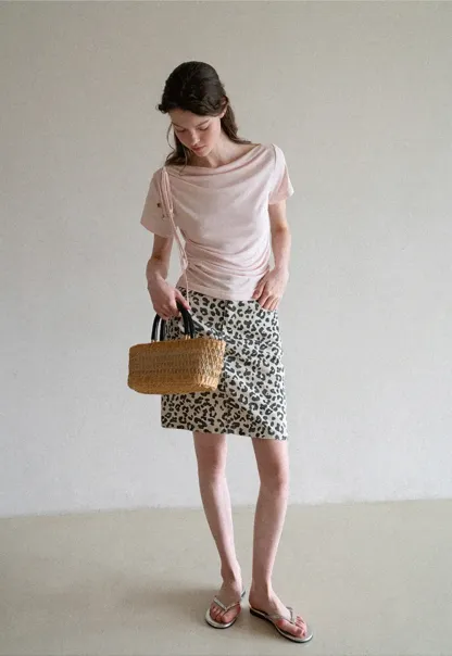 Leopard Print High Waist A Line Skirt