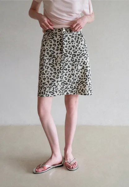 Leopard Print High Waist A Line Skirt