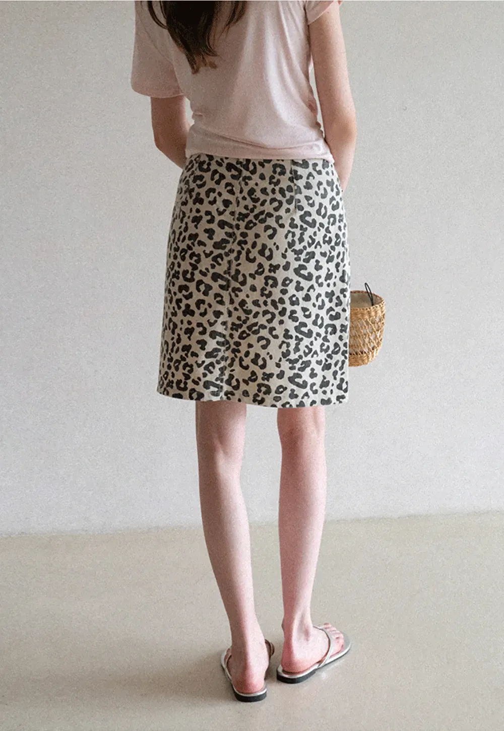 Leopard Print High Waist A Line Skirt