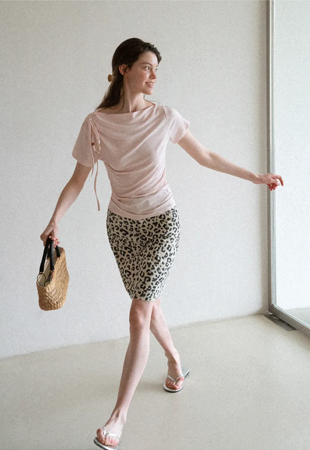 Leopard Print High Waist A Line Skirt