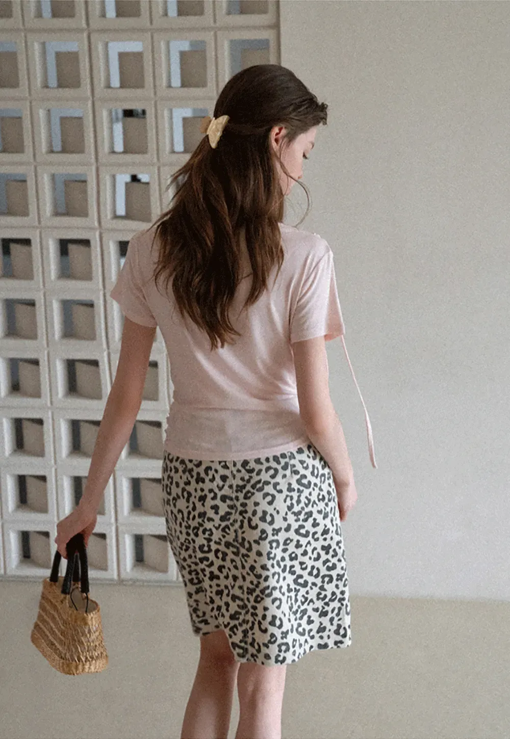 Leopard Print High Waist A Line Skirt