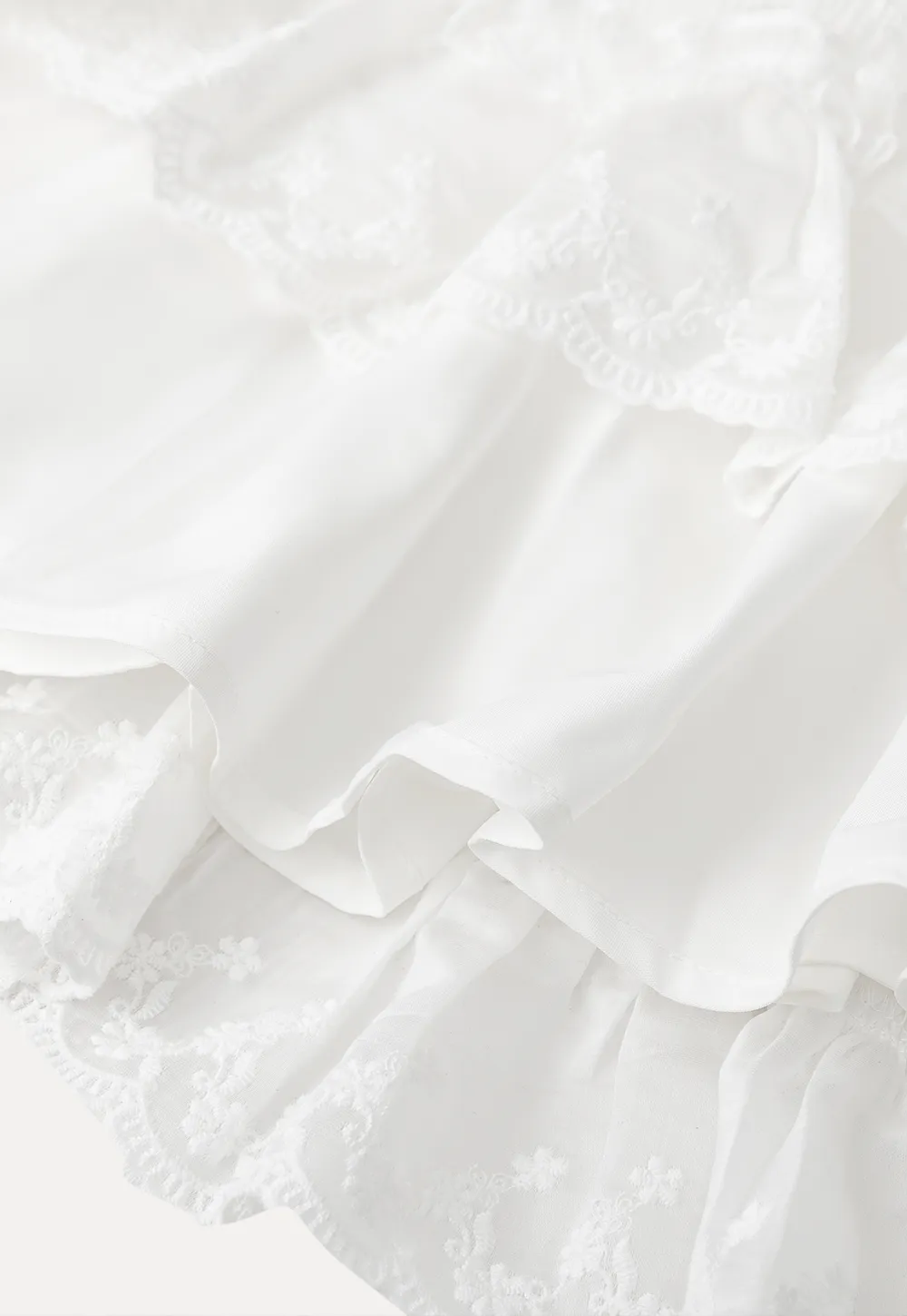 Layered Lace Trim Flared Skirt