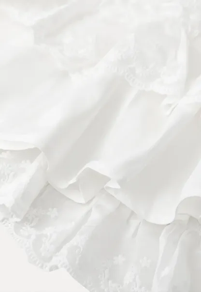 Layered Lace Trim Flared Skirt