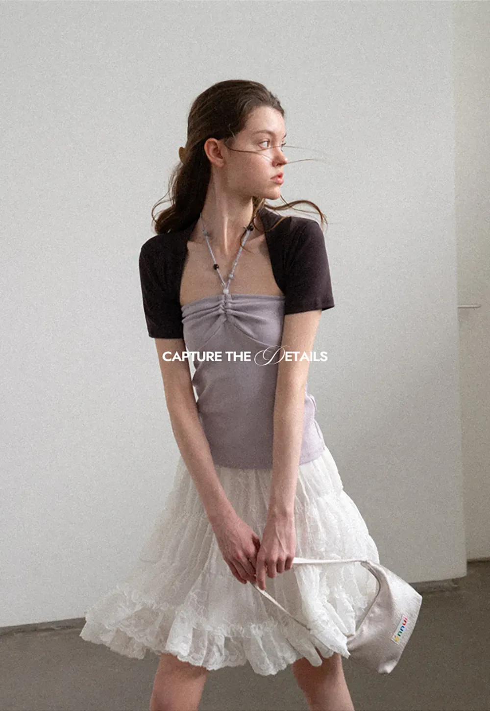 Layered Lace Trim Flared Skirt